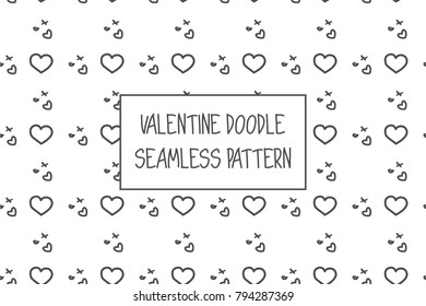 Valentine doodle pattern. Design of hand drawn elements for St. Valentine's day, wedding, proposal.