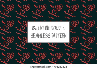 Valentine doodle pattern. Design of hand drawn elements for St. Valentine's day, wedding, proposal.