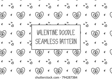 Valentine doodle pattern. Design of hand drawn elements for St. Valentine's day, wedding, proposal.