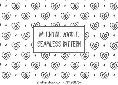 Valentine doodle pattern. Design of hand drawn elements for St. Valentine's day, wedding, proposal.