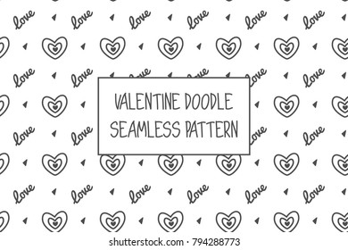 Valentine doodle pattern. Design of hand drawn elements for St. Valentine's day, wedding, proposal.