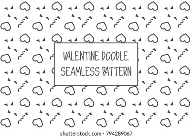 Valentine doodle pattern. Design of hand drawn elements for St. Valentine's day, wedding, proposal.