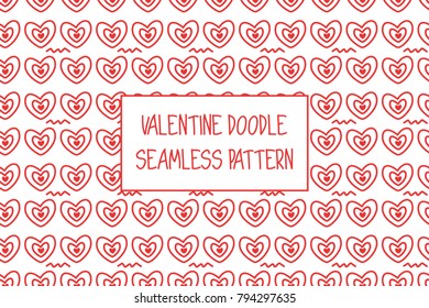 Valentine doodle pattern. Design of hand drawn elements for St. Valentine's day, wedding, proposal.
