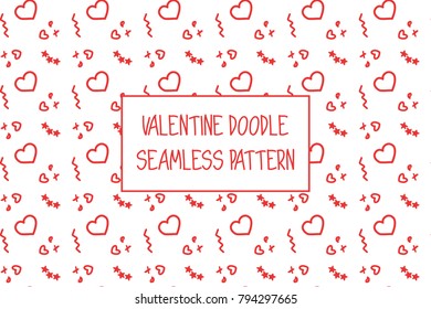 Valentine doodle pattern. Design of hand drawn elements for St. Valentine's day, wedding, proposal.