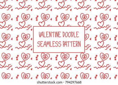 Valentine doodle pattern. Design of hand drawn elements for St. Valentine's day, wedding, proposal.