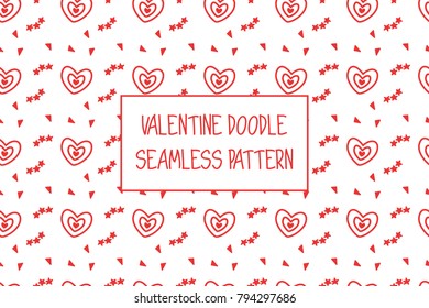 Valentine doodle pattern. Design of hand drawn elements for St. Valentine's day, wedding, proposal.