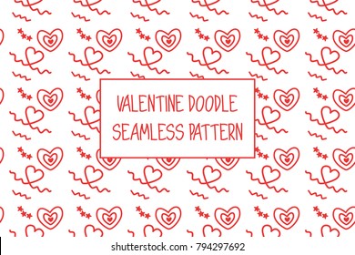 Valentine doodle pattern. Design of hand drawn elements for St. Valentine's day, wedding, proposal.