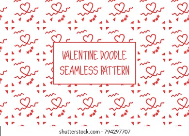 Valentine doodle pattern. Design of hand drawn elements for St. Valentine's day, wedding, proposal.