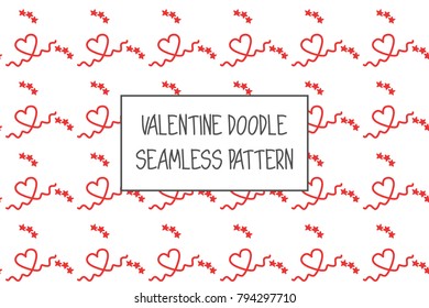 Valentine doodle pattern. Design of hand drawn elements for St. Valentine's day, wedding, proposal.