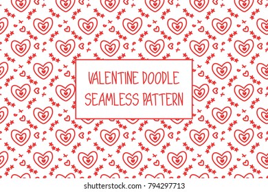 Valentine doodle pattern. Design of hand drawn elements for St. Valentine's day, wedding, proposal.