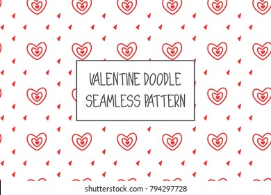 Valentine doodle pattern. Design of hand drawn elements for St. Valentine's day, wedding, proposal.
