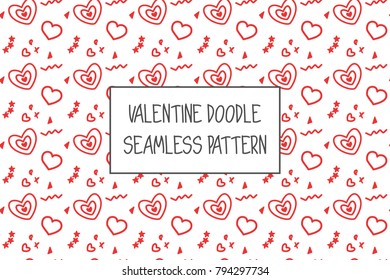 Valentine doodle pattern. Design of hand drawn elements for St. Valentine's day, wedding, proposal.