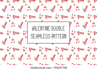 Valentine doodle pattern. Design of hand drawn elements for St. Valentine's day, wedding, proposal.