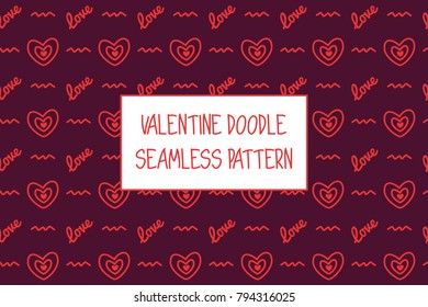 Valentine doodle pattern. Design of hand drawn elements for St. Valentine's day, wedding, proposal.