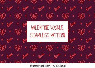 Valentine doodle pattern. Design of hand drawn elements for St. Valentine's day, wedding, proposal.