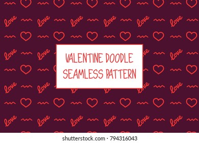 Valentine doodle pattern. Design of hand drawn elements for St. Valentine's day, wedding, proposal.