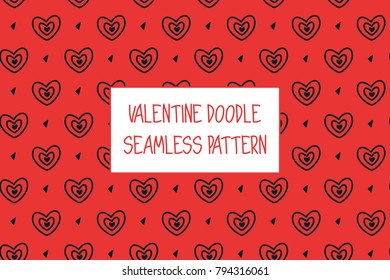 Valentine doodle pattern. Design of hand drawn elements for St. Valentine's day, wedding, proposal.