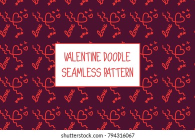 Valentine doodle pattern. Design of hand drawn elements for St. Valentine's day, wedding, proposal.