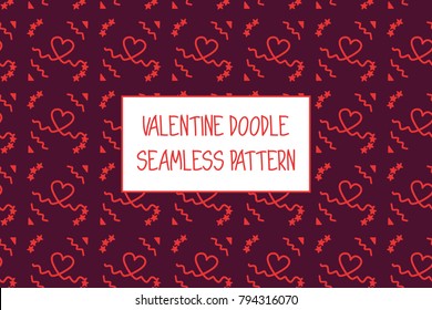 Valentine doodle pattern. Design of hand drawn elements for St. Valentine's day, wedding, proposal.