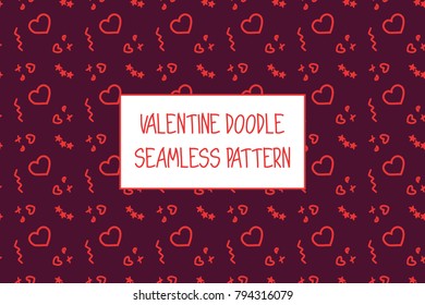 Valentine doodle pattern. Design of hand drawn elements for St. Valentine's day, wedding, proposal.