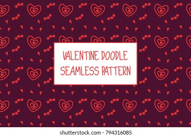 Valentine doodle pattern. Design of hand drawn elements for St. Valentine's day, wedding, proposal.