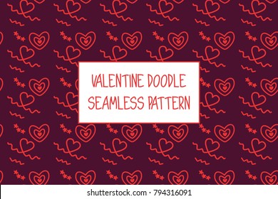 Valentine doodle pattern. Design of hand drawn elements for St. Valentine's day, wedding, proposal.