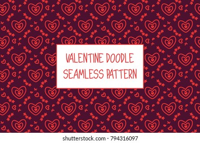 Valentine doodle pattern. Design of hand drawn elements for St. Valentine's day, wedding, proposal.