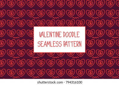 Valentine doodle pattern. Design of hand drawn elements for St. Valentine's day, wedding, proposal.