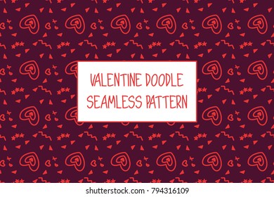 Valentine doodle pattern. Design of hand drawn elements for St. Valentine's day, wedding, proposal.