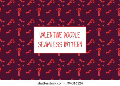 Valentine doodle pattern. Design of hand drawn elements for St. Valentine's day, wedding, proposal.