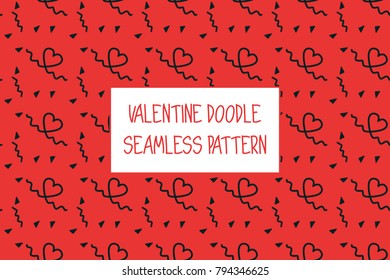 Valentine doodle pattern. Design of hand drawn elements for St. Valentine's day, wedding, proposal.