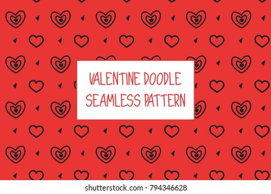 Valentine doodle pattern. Design of hand drawn elements for St. Valentine's day, wedding, proposal.