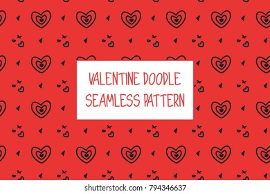 Valentine doodle pattern. Design of hand drawn elements for St. Valentine's day, wedding, proposal.