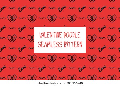 Valentine doodle pattern. Design of hand drawn elements for St. Valentine's day, wedding, proposal.