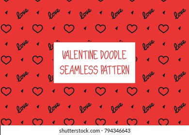 Valentine doodle pattern. Design of hand drawn elements for St. Valentine's day, wedding, proposal.