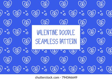 Valentine doodle pattern. Design of hand drawn elements for St. Valentine's day, wedding, proposal.