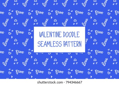 Valentine doodle pattern. Design of hand drawn elements for St. Valentine's day, wedding, proposal.