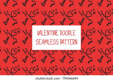 Valentine doodle pattern. Design of hand drawn elements for St. Valentine's day, wedding, proposal.