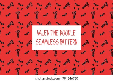 Valentine doodle pattern. Design of hand drawn elements for St. Valentine's day, wedding, proposal.