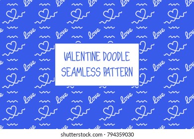 Valentine doodle pattern. Design of hand drawn elements for St. Valentine's day, wedding, proposal.