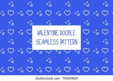 Valentine doodle pattern. Design of hand drawn elements for St. Valentine's day, wedding, proposal.