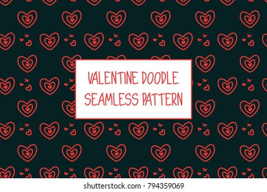 Valentine doodle pattern. Design of hand drawn elements for St. Valentine's day, wedding, proposal.