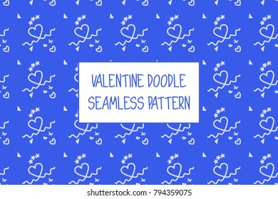 Valentine doodle pattern. Design of hand drawn elements for St. Valentine's day, wedding, proposal.