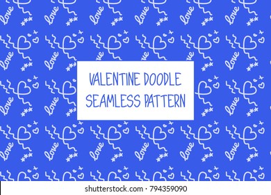 Valentine doodle pattern. Design of hand drawn elements for St. Valentine's day, wedding, proposal.