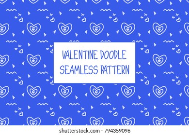 Valentine doodle pattern. Design of hand drawn elements for St. Valentine's day, wedding, proposal.