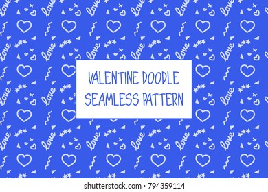 Valentine doodle pattern. Design of hand drawn elements for St. Valentine's day, wedding, proposal.