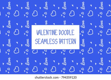 Valentine doodle pattern. Design of hand drawn elements for St. Valentine's day, wedding, proposal.