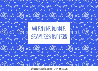 Valentine doodle pattern. Design of hand drawn elements for St. Valentine's day, wedding, proposal.