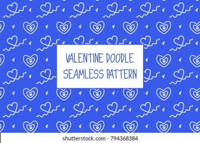 Valentine doodle pattern. Design of hand drawn elements for St. Valentine's day, wedding, proposal.