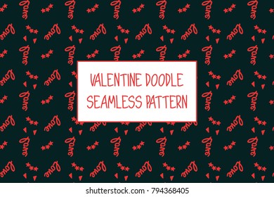 Valentine doodle pattern. Design of hand drawn elements for St. Valentine's day, wedding, proposal.